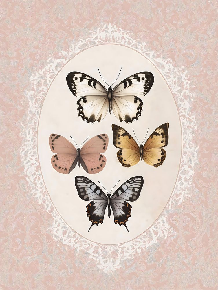 Borboletas Rosa Vintage — Arlington Prints