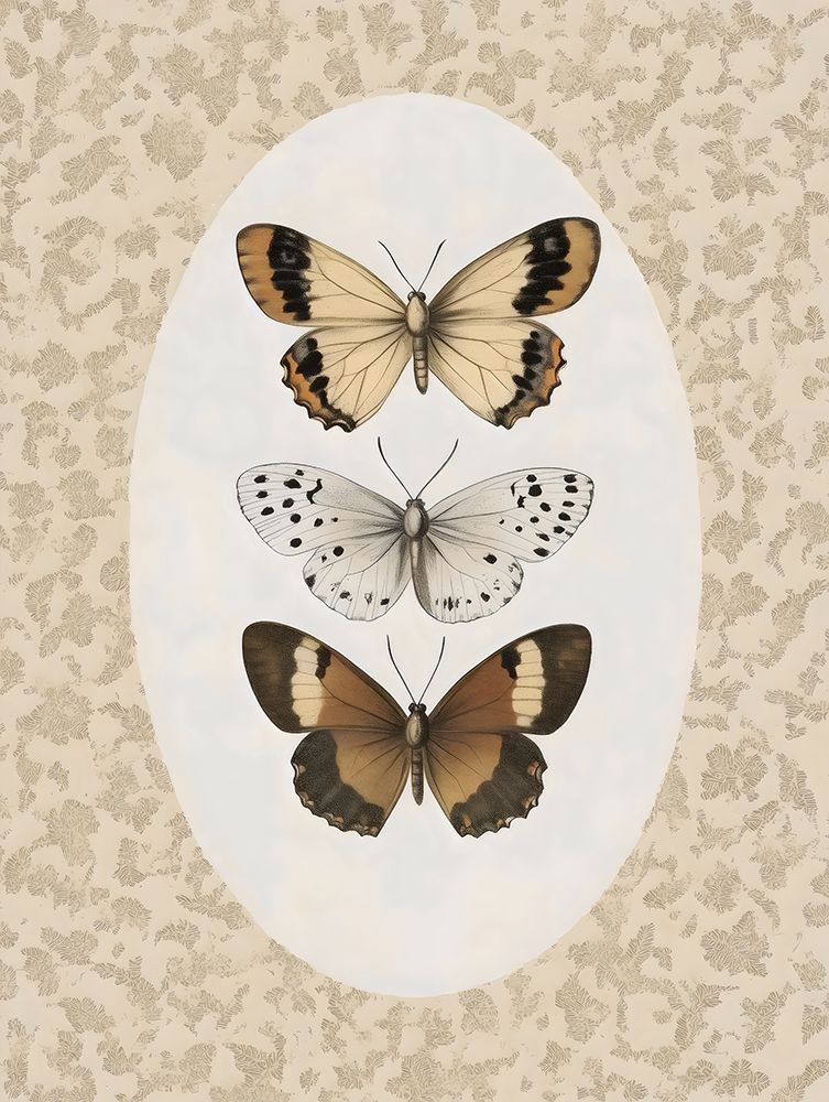 Borboletas em Tons Neutros — Arlington Prints