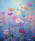 Flores Silvestres em Fundo Azul — Gina Kelly