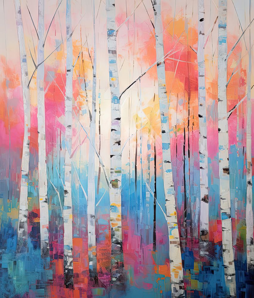 Bosque de Bétulas, Céu Rosa e Azul — Gina Kelly