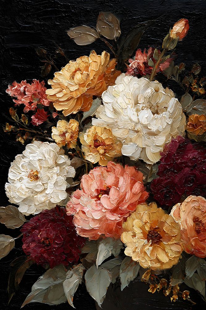 Flores Variadas sobre Preto — Kelly, Gina