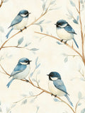 Pássaros Azuis em Ramos Azuis I — Petals Print Design