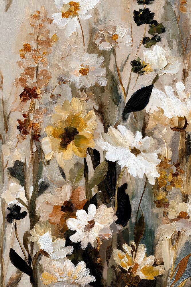 Folhas Escuras com Flores Vivas — Petals Prints Design