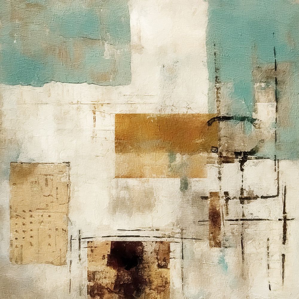 Abstrato em Azul-Petróleo e Ocre 10 — RileyB