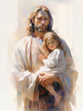 Jesus com uma Menina 1 — aquarela — Ward, Jay Bryant
