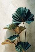 Folhas de Ginkgo em Azul-Petróleo e Ouro — botânica vintage — Harmony Inhouse Artist