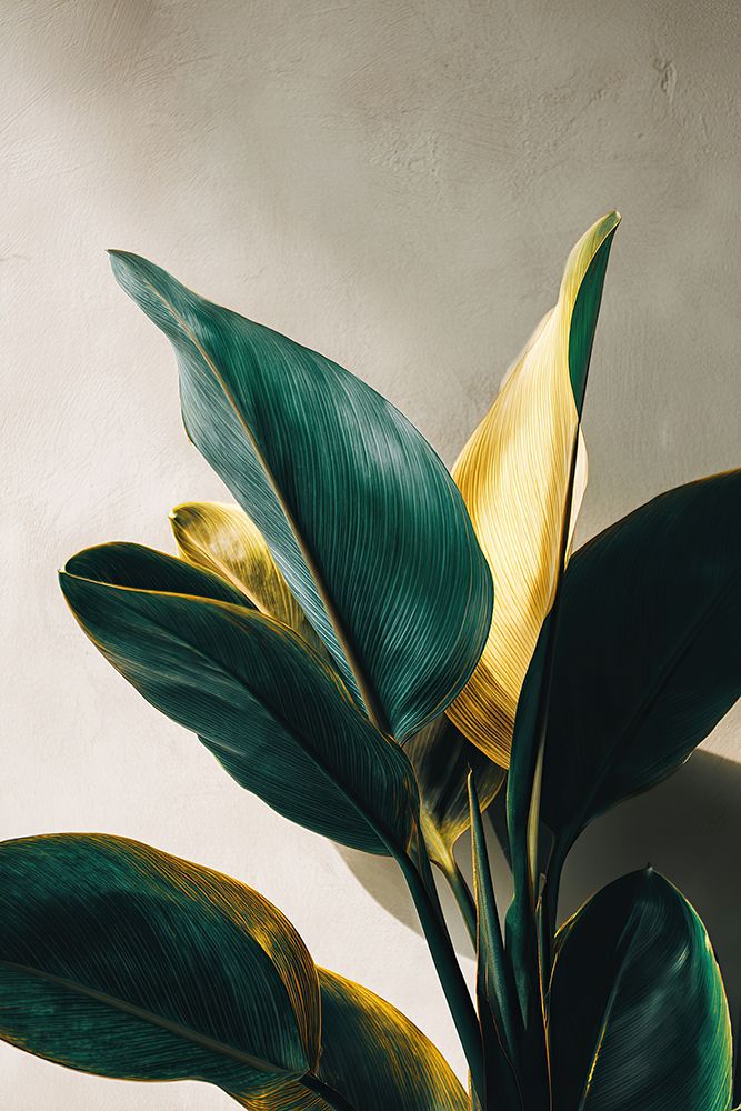 Folhas Tropicais em Verde e Ouro — botânica sobre creme — Harmony Inhouse Artist