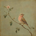 Pássaro Rosa Segura um Ramo em Flor — Harmony Inhouse Artist
