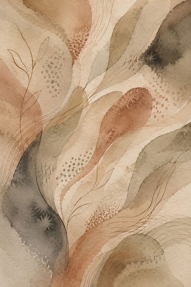 Folhas Suaves em Aquarelas Terrosas — Harmony Inhouse Artist
