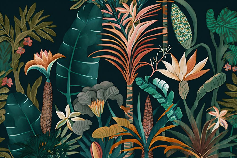 Watercolor Tropical Collage Black 1 — Heere, Ray