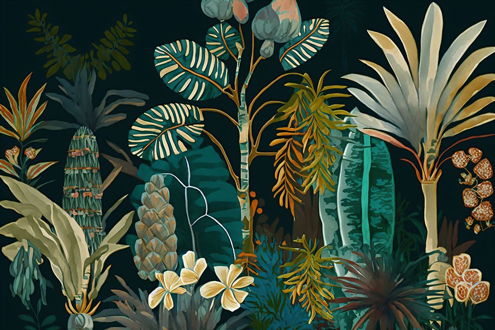 Watercolor Tropical Collage Black 2 — Heere, Ray