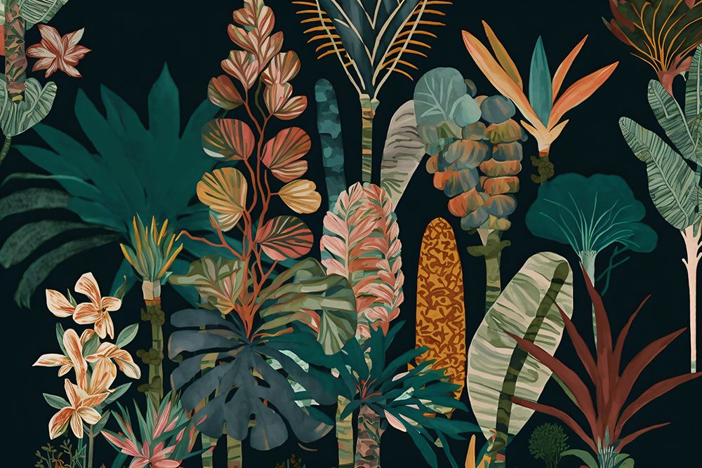 Watercolor Tropical Collage Black 3 — Heere, Ray