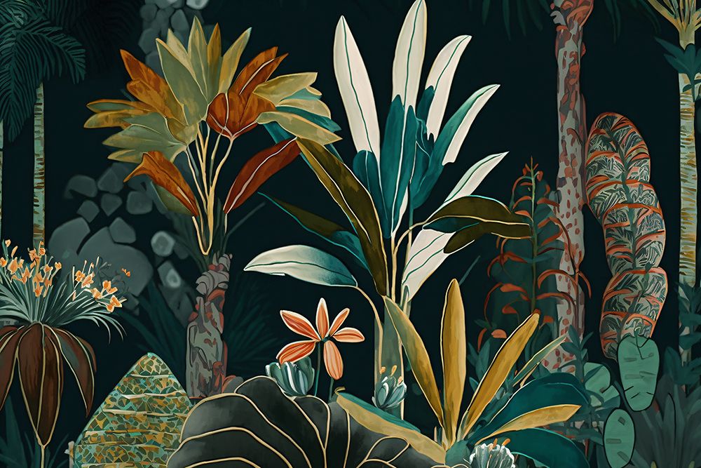 Watercolor Tropical Collage Black 5 — Heere, Ray