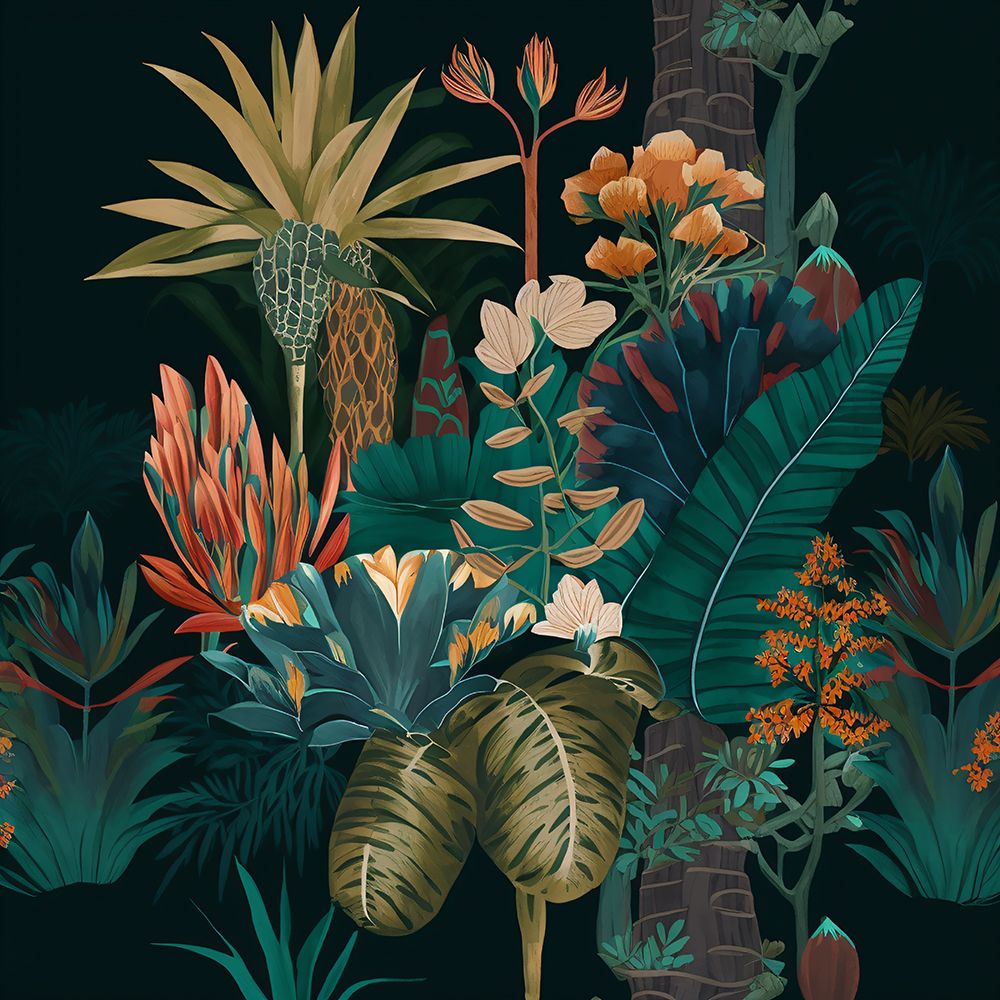 Watercolor Tropical Collage Black 8 — Heere, Ray