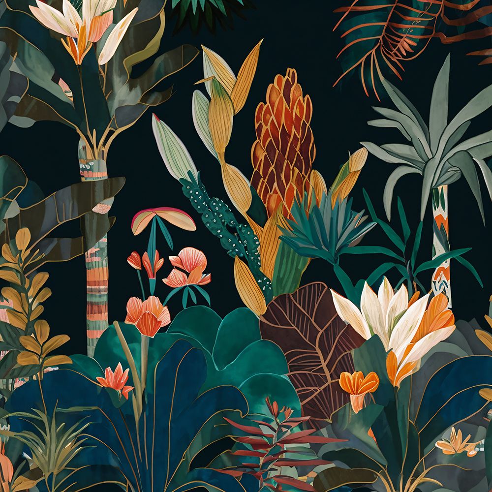 Watercolor Tropical Collage Black 10 — Heere, Ray