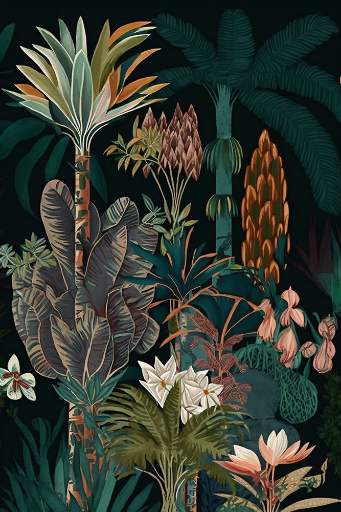 Watercolor Tropical Collage Black 12 — Heere, Ray