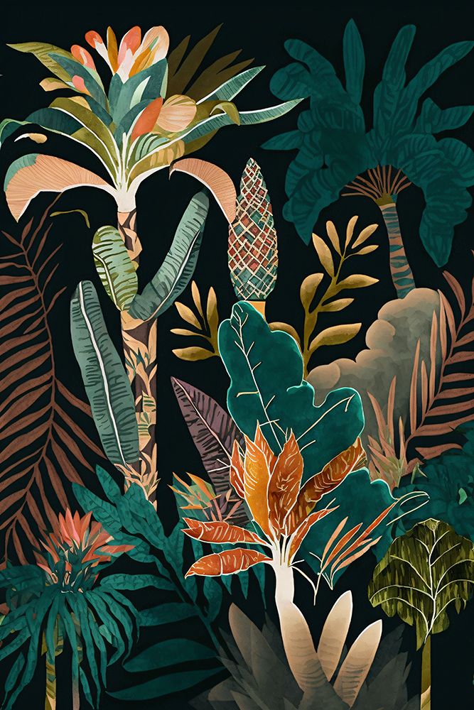 Watercolor Tropical Collage Black 13 — Heere, Ray