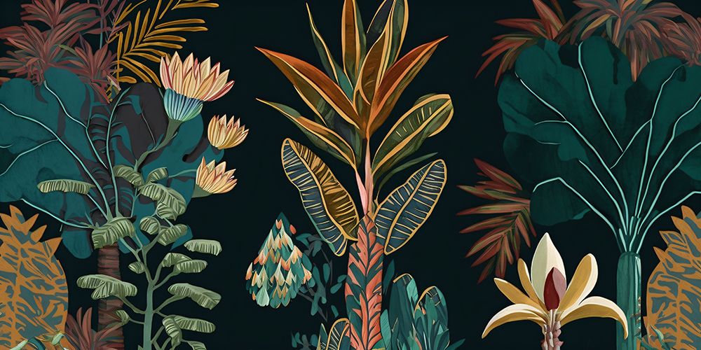 Watercolor Tropical Collage Black 15 — Heere, Ray