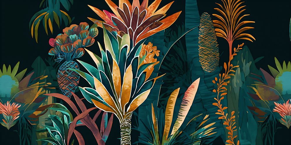 Watercolor Tropical Collage Black 16 — Heere, Ray