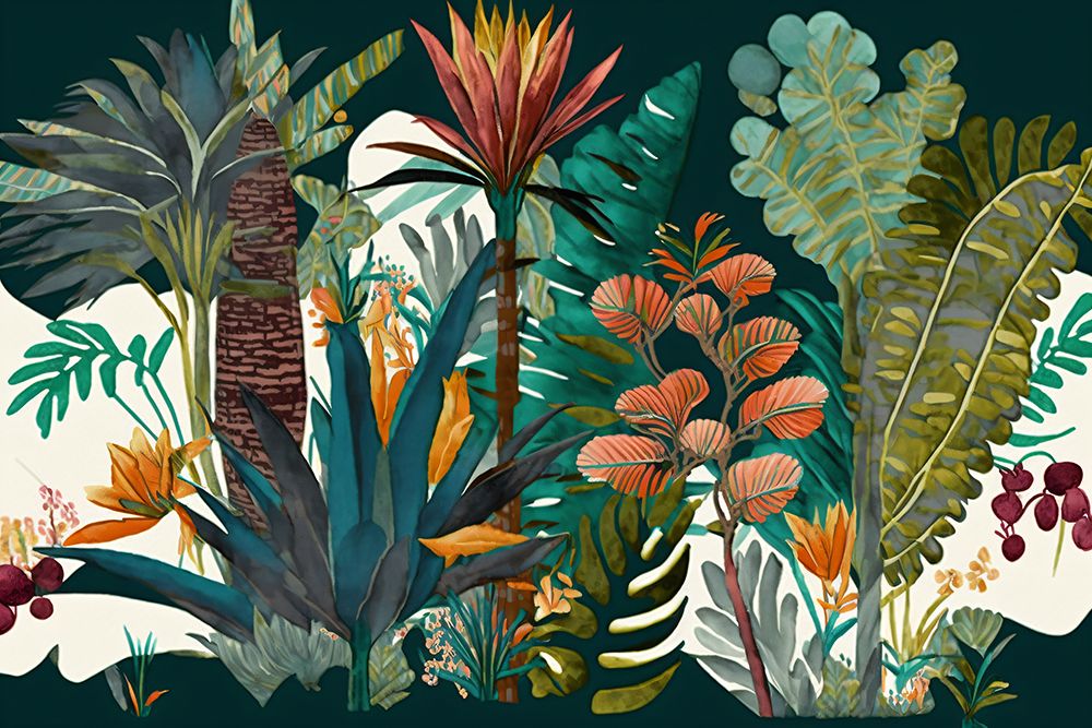 Watercolor Tropical Collage White 2 — Heere, Ray