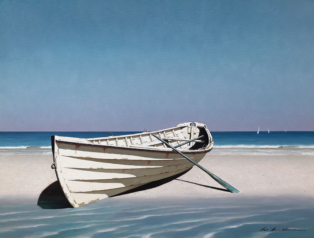White Boat On Beach — Lu, Zhen-Huan