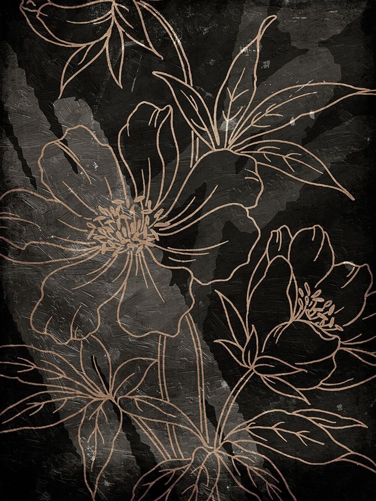 Esmaecido Dourado Abstrato Floral — Villa, Milli