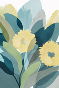 Floral em Amarelo e Azul-Petróleo III — Kouta, Flora