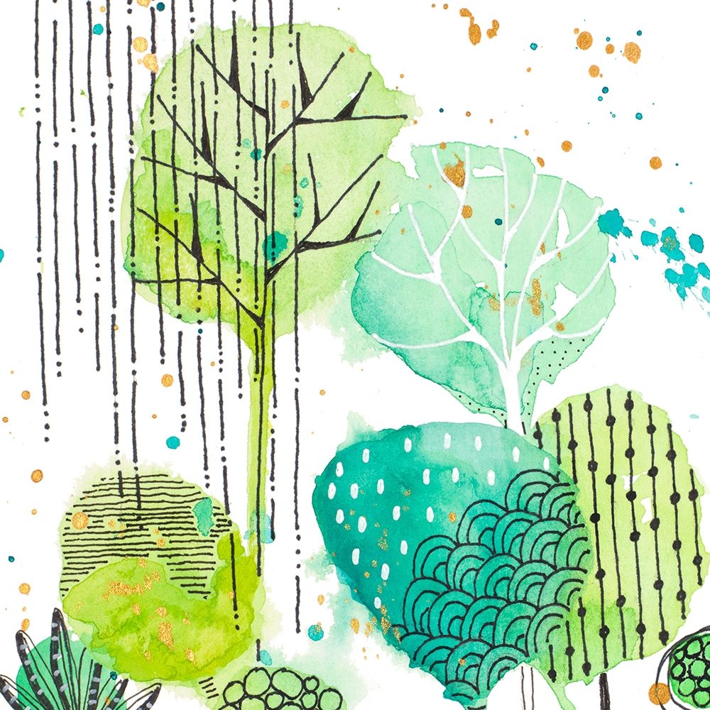 Folhas Estampadas em Verde — quadrado II — Krinlox