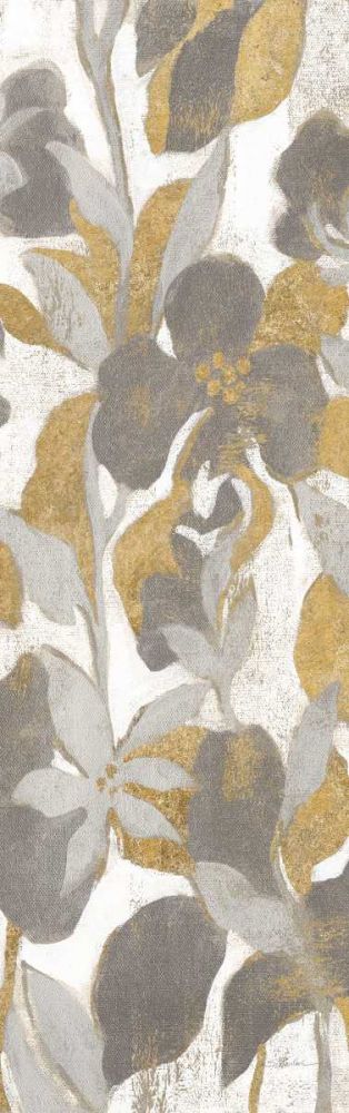 Biombo Tropical Pintado II 4 — cinza e dourado III — Vassileva, Silvia