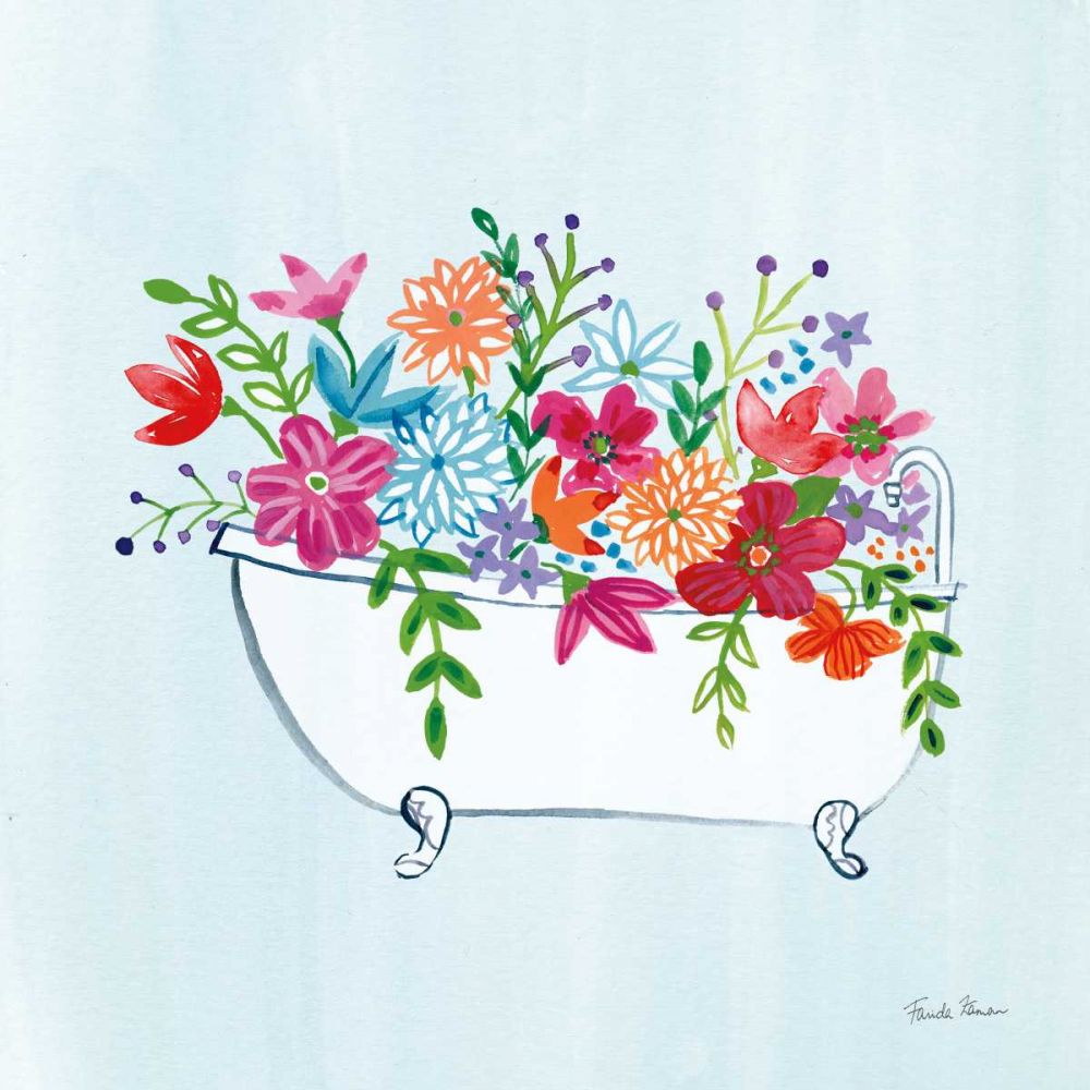 Banheiro Floral I — azul claro — Zaman, Farida