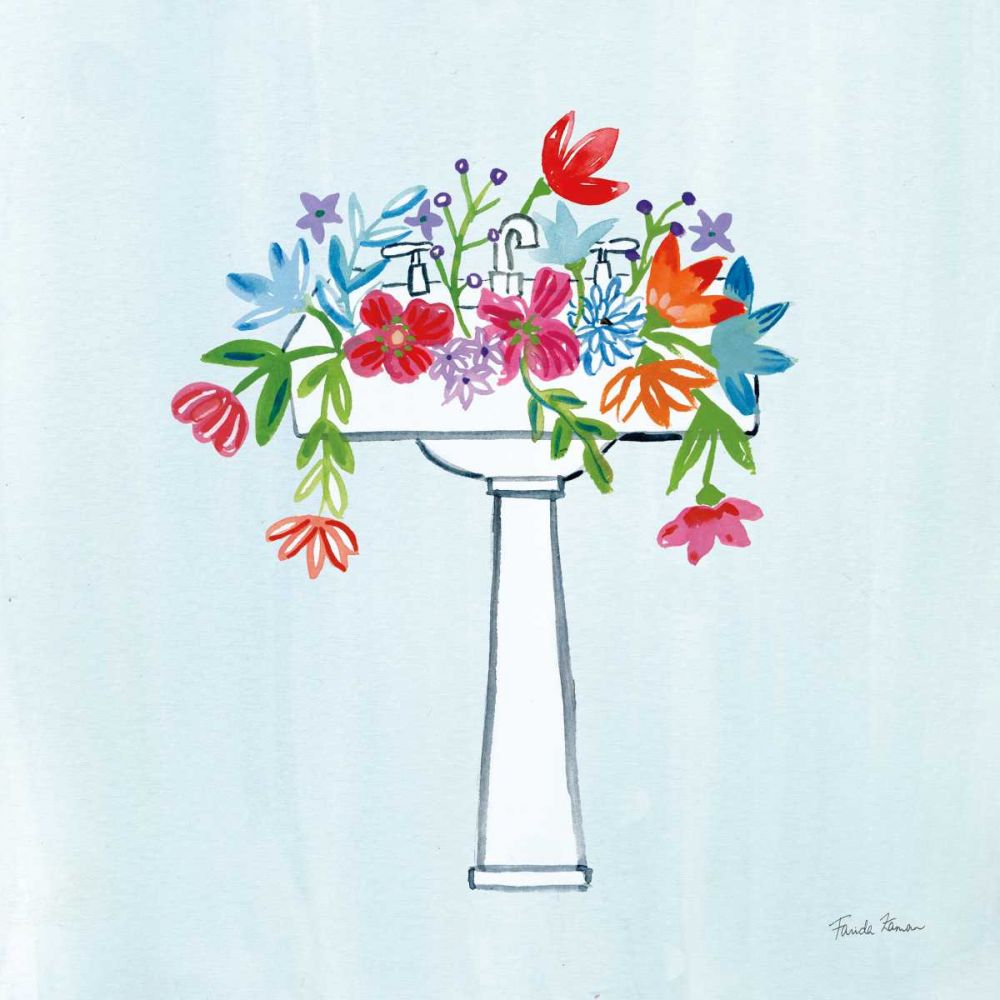 Banheiro Floral II — azul claro — Zaman, Farida