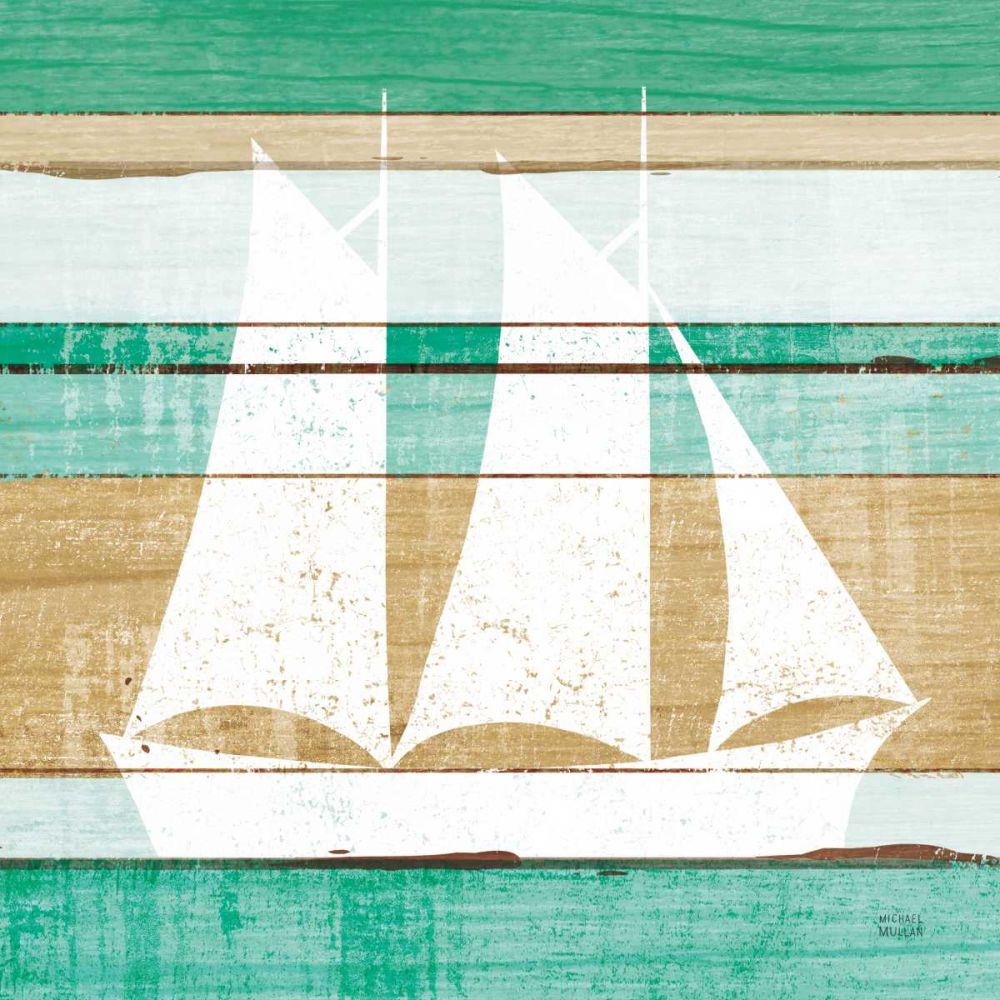 Paisagem de Praia V — barco verde — Mullan, Michael