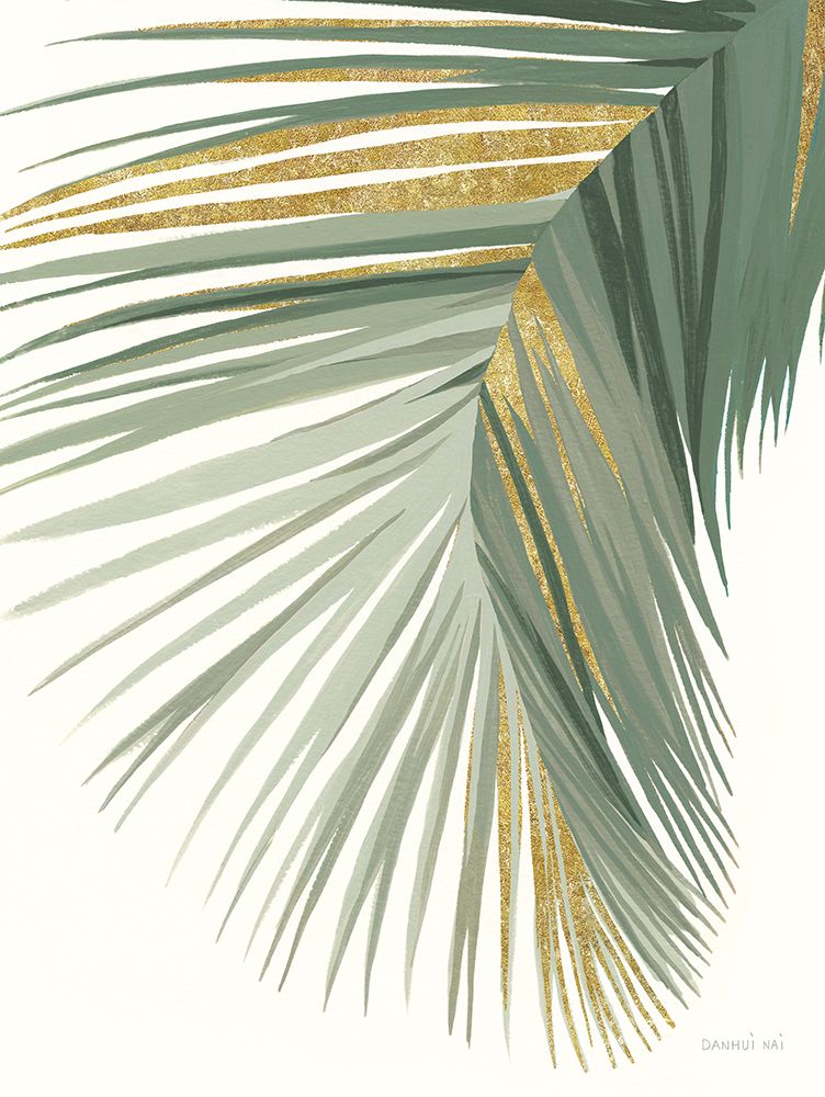 Folha Grande Retrô II 1 — verde e ouro invertidos — Nai, Danhui