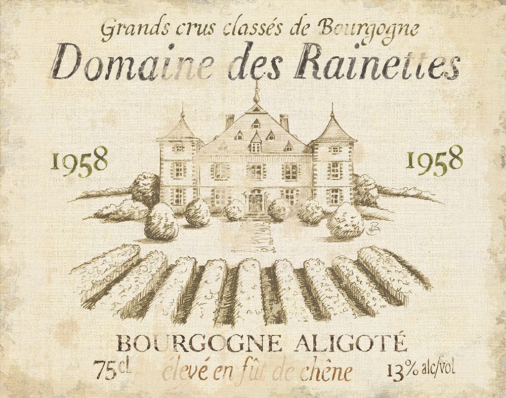 Rótulo de Vinho Francês III — creme — Brissonnet, Daphne