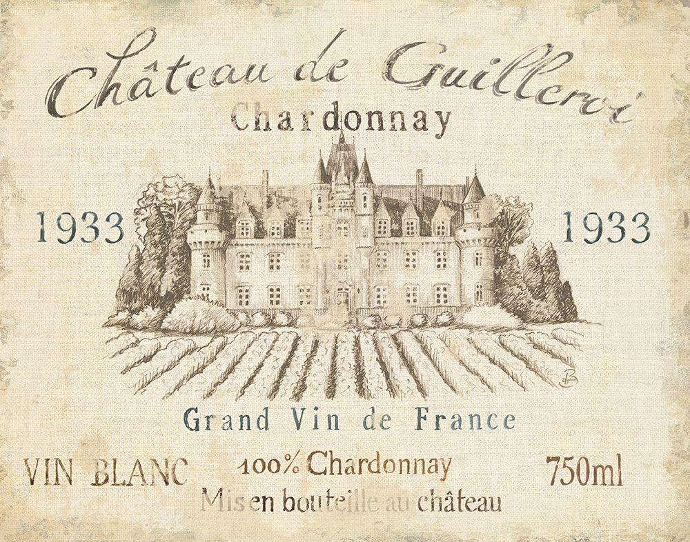 Rótulo de Vinho Francês IV — creme — Brissonnet, Daphne