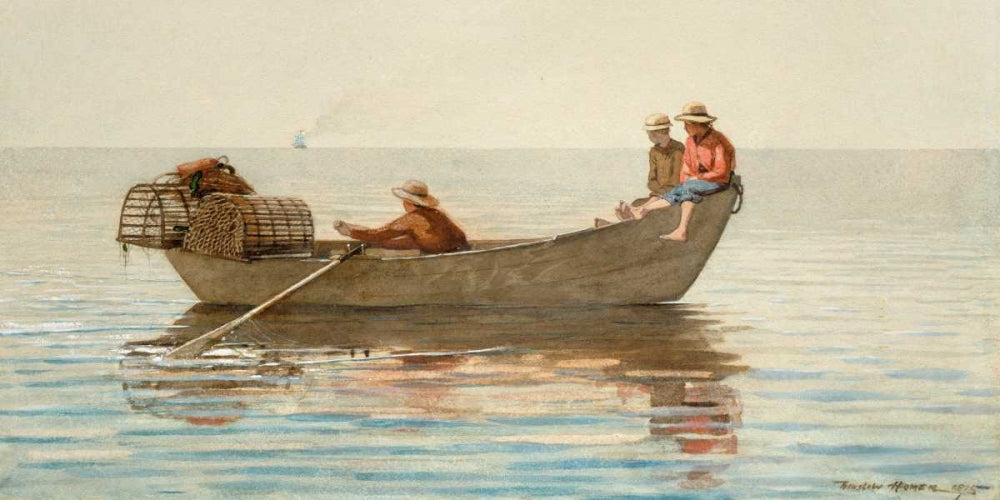 Three Boys in a Dory with Lobster Pots — Homer, Winslow