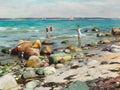 Young women bathing at the beach at Alsgarde, 1921 — Mork Monsted, Peder