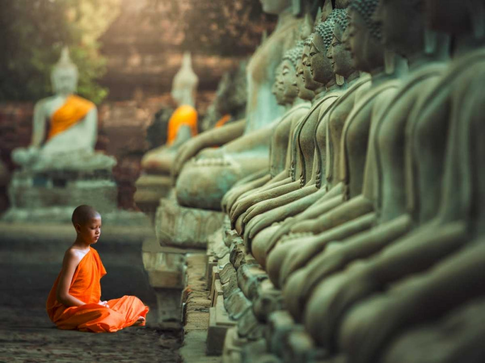Young Buddhist Monk praying, Thailand — Pangea Images