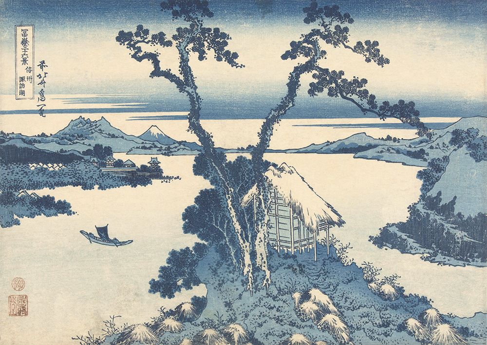 Vista do Monte Fuji sobre o Lago Suwa — Katsushika Hokusai