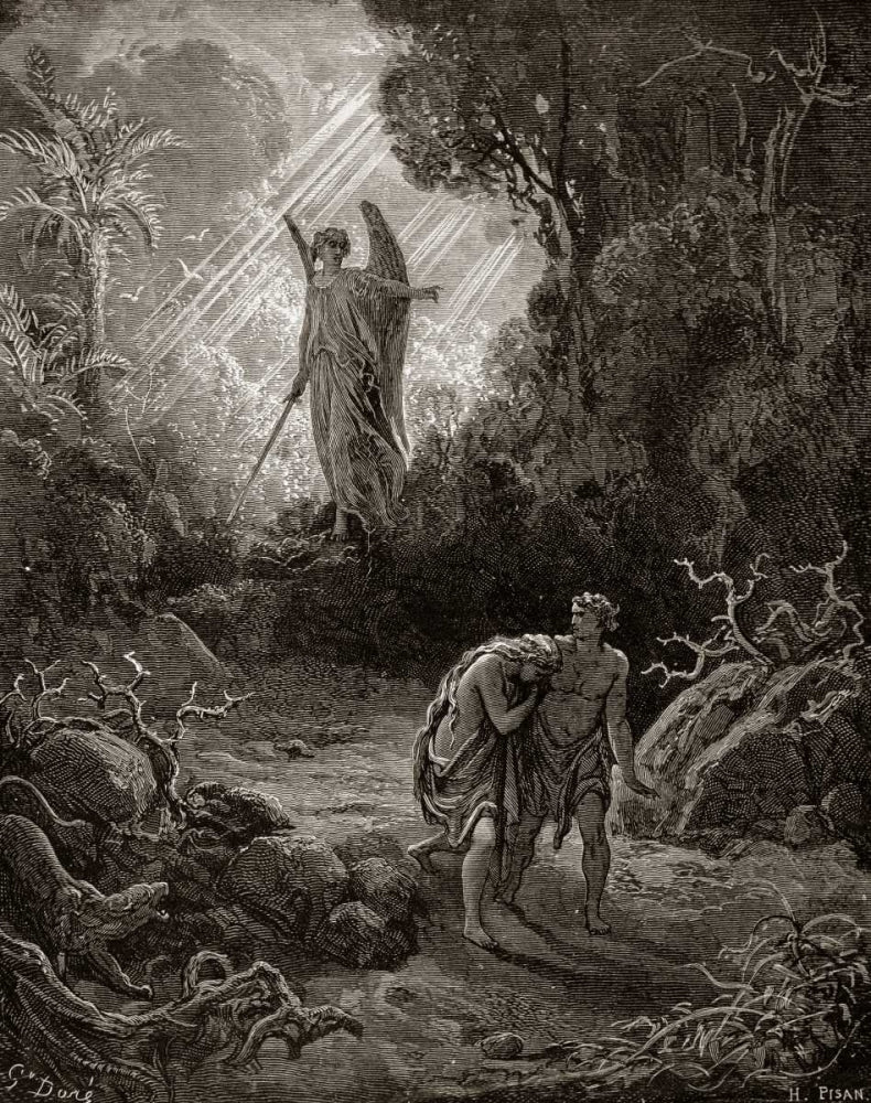 Adam and Eve - The Expulsion From The Garden - from Miltons Paradise Lost — Dore, Gustave