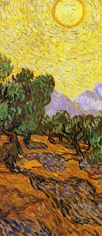 Olive Trees With Yellow Sky And Sun (center) — Van Gogh, Vincent