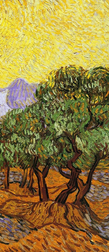 Olive Trees With Yellow Sky And Sun (right) — Van Gogh, Vincent