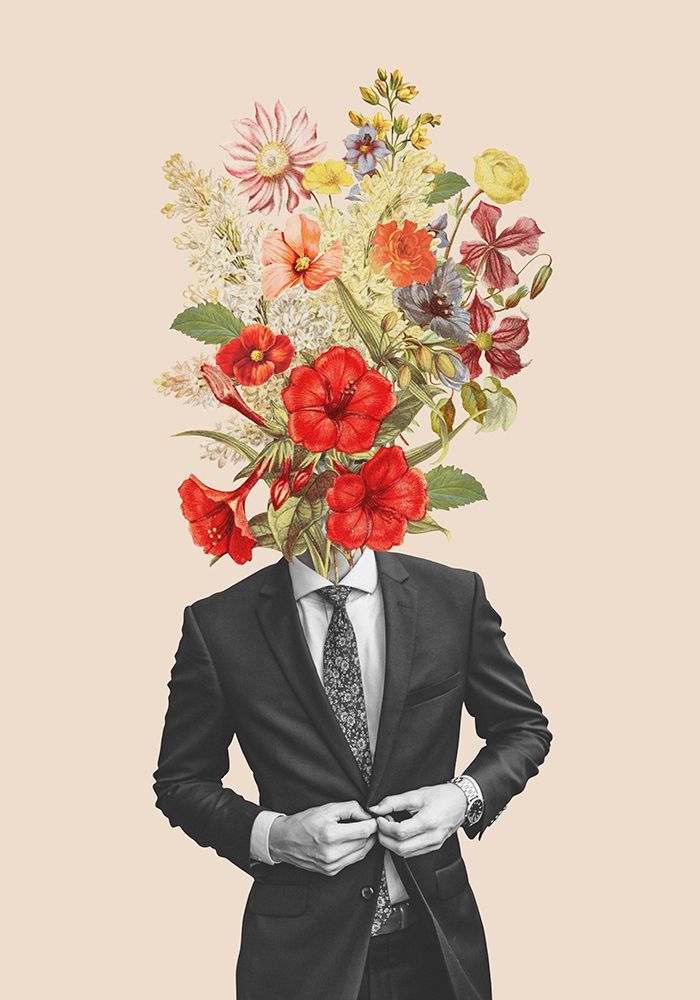 Homem entre Flores Vermelhas — Frida Floral Studio