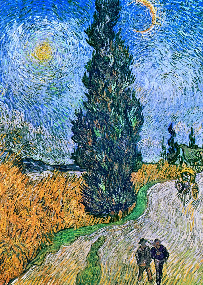 Estrada com Cipreste e Estrela — Vincent van Gogh 1890 — Pictufy