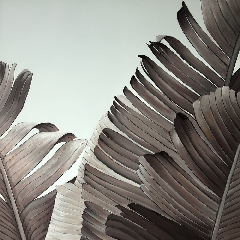 Folhas Tropicais em Tons de Cinza — Atelier B Art Studio