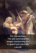 Canção dos Anjos — Bouguereau, com Lucas 4:10 — ArtsyQuotes