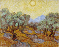 Olive Trees with yellow sky and sun — van Gogh, Vincent