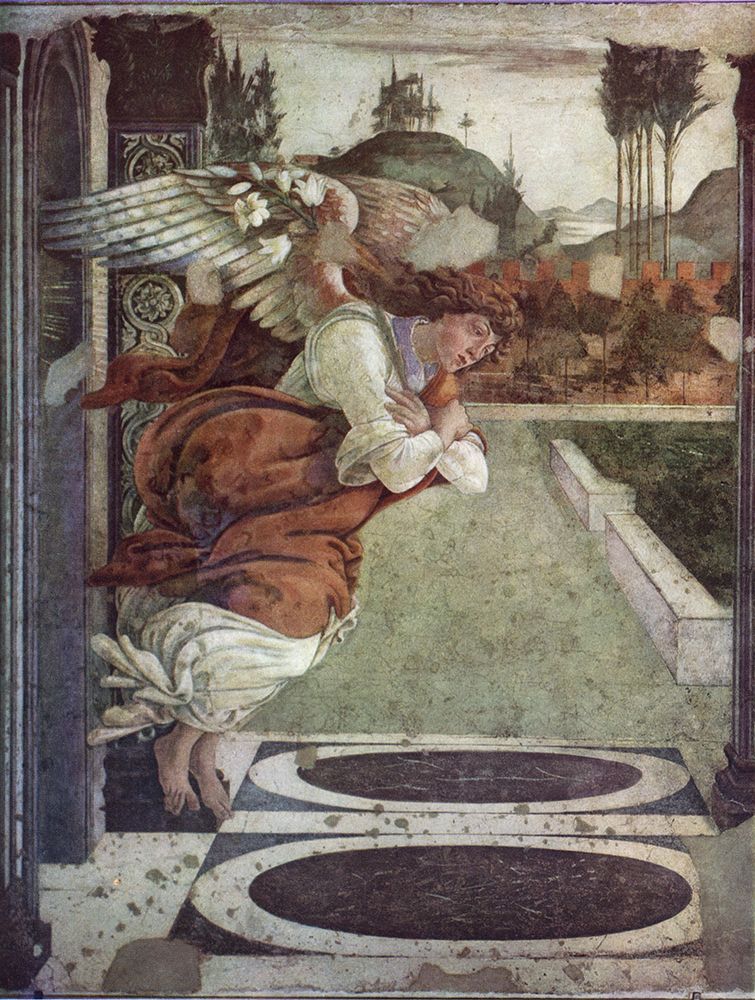 S Martino Fresco, Archangel Gabriel 1481 — Botticelli, Sandro